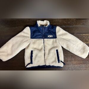 Vintage Kith Kids Winter Fleece Jacket Size 4 / 5 Off White and Navy Blue